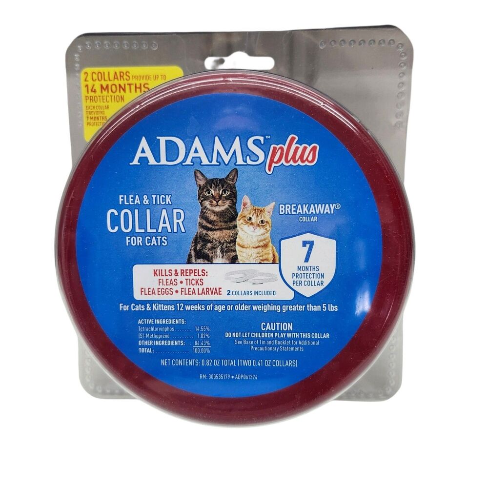 Adams Plus Flea and Tick Collars Cat 14 Months Protection 2 Collars New Sealed